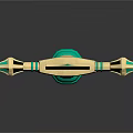 Decorative Sword With Green Handle Golden Decorations And Blue Reflective Blade On Dark Background