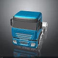Modern Blue Cab Truck Model With Sleek Design And 3D Rendered Shiny Finish