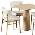 Modern Dining Table Set With Square Wooden Top And Four Light Upholstered Chairs