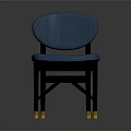 Modern Blue Upholstered Chair With Black Wooden Legs And Gold Accents