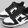 Black And White Classic Sneakers With Lace Up Design And White Rubber Outsole