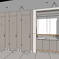 Bank Restroom Facilities With Modern Design Clean Sinks And Stalls
