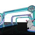 Colorful Cartoon Themed Event Entrance Gate With Turquoise Purple Arched Structure And Cloud Decorations