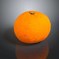 Single Fresh Ripe Orange with Bright Orange Hue on Black Surface Displaying Clear Reflection