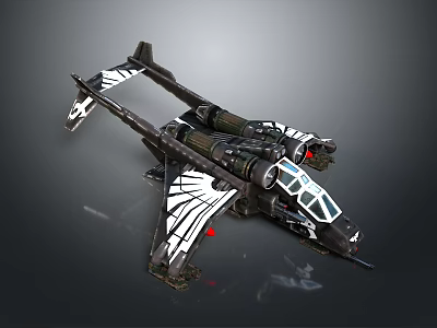Futuristic Interstellar Spacecraft Design Featuring Angular Wings Twin Engines And Cockpit 3d model