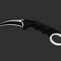 Tactical Combat Weapon With Curved Blade Black Anti Slip Handle And Ring Pommel
