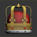 Golden Decorative Crown With Red Top Cross Embellishments Gems And White Base For Household Decor