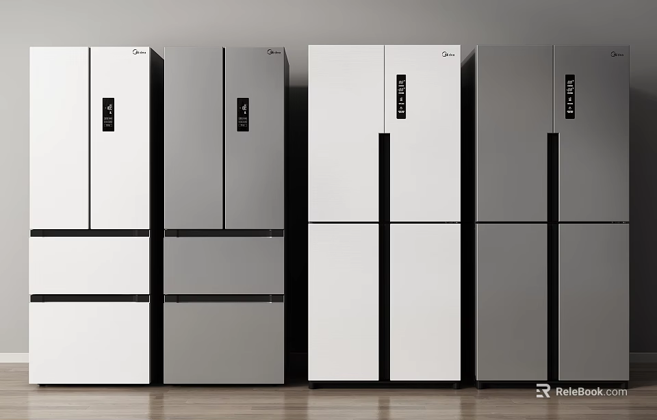 Modern Refrigerators and Freezers with Multiple Styles in White and Gray 3d model