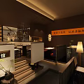 Japanese Style Restaurant Interior With Wooden Decor Warm Lighting And Bar Counter