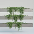Vines Hanging From Three Concrete Shelves With Lush Green Foliage