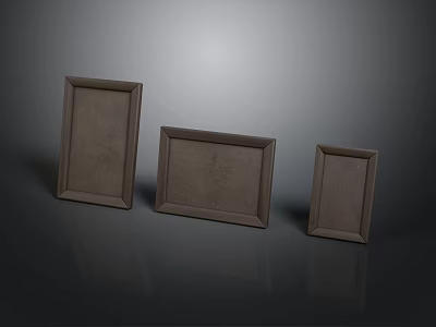 Set of Three Wooden Photo Frames in Different Sizes for Home Decor 3d model