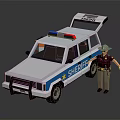 Sheriff Police Car With Open Trunk Police Lights And Officer Figure