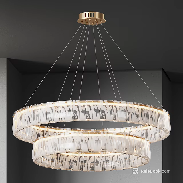 Elegant Modern Crystal Chandelier With Multi Layered Circular Design For Interior 3d model