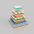 Multi Layer Island Display Cabinets For Retail Product Shelving And Storage 3d model