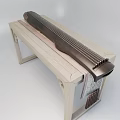 Traditional Musical Instrument and Painting Tools on Elegant Light Carved Wooden Stand