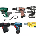Industrial Power Tools Including Corded Heat Guns Cordless Drills And Impact Drivers In Various Colors