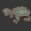 Light Green 3D Turtle Model With Detailed Shell And Curved Limbs Design 3d model