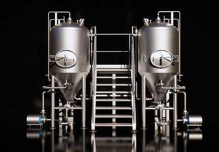 Modern stainless steel liquid fermentation tank combination 3d model