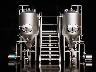 Modern stainless steel liquid fermentation tank combination 3d model