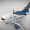 Nolinor BAE 146 Airliner With Blue Tail Gold Logo And White Body