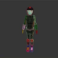 3D Character In Black Red Outfit With Helmet Knee Pads And Animal Companion