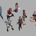 Group of People Including Adults and Children Talking Reading Playing Sitting Standing and Interacting