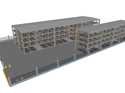 Industrial Steel Structure Building With Multi Story Steel Frames And Open Platforms 3d model