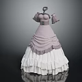 Elegant Light Purple Dress With Puffed Sleeves Cinched Waist And White Layered Skirt