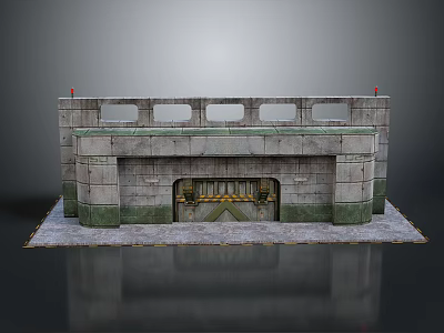 Ancient Weathered Stone Structure Model With Historical Entrance Square Openings And Mossy Base 3d model