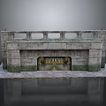 Ancient Weathered Stone Structure Model With Historical Entrance Square Openings And Mossy Base