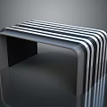 Contemporary Modern Metal Bench Featuring Sleek Striped Design And Reflective Base