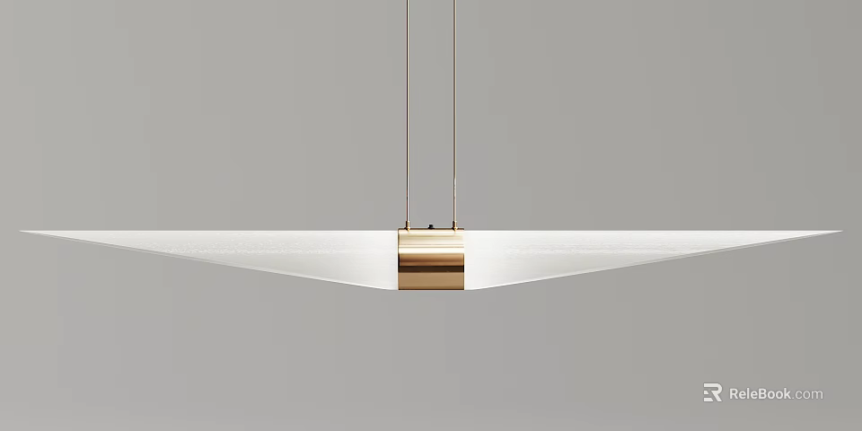 Modern Long Strip Chandelier With Metal Accent And White Frosted Glass Shade 3d model 