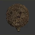 Brown Textured Sphere Crafted From Natural Dried Fibers On Dark Background