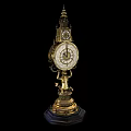 Ornate Antique Gold Table Clock With Intricate Carvings And Decorative Base