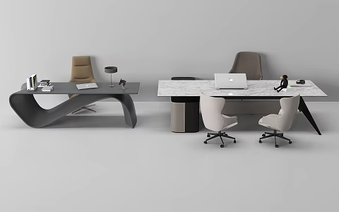 modern office desk and chair 3d model