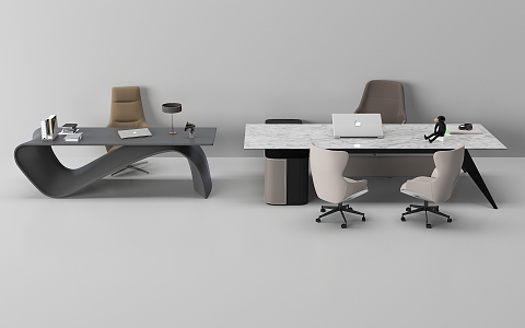 modern office desk and chair 3d model