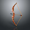 Traditional Wooden Bow With Carved Details And Arrow On Gray Background