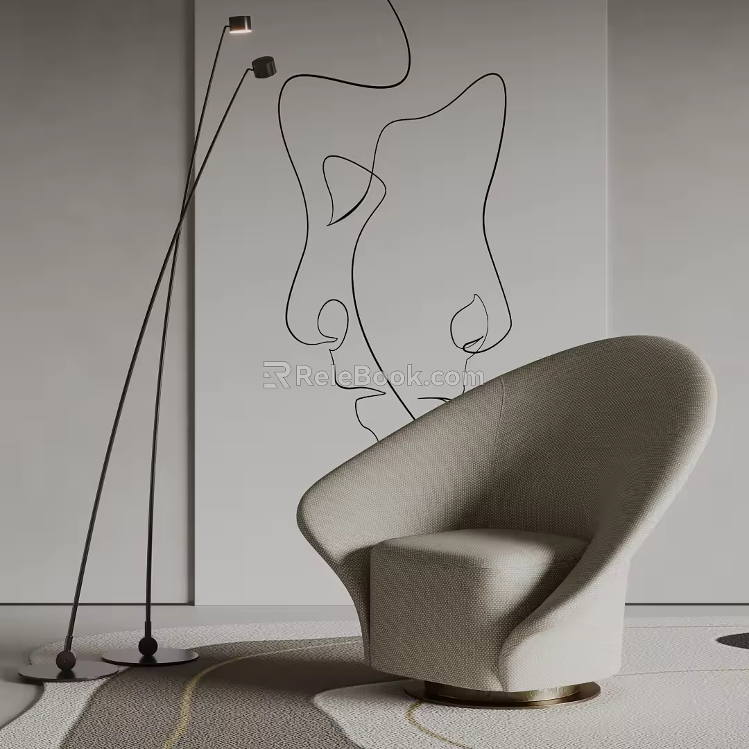 Modern Single Sofa Floor Lamp 3d model