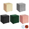 Colorful Square Ottoman Stools With Velvet Fabric For Living Room Decor