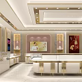 Luxury Jewelry Store Interior with Elegant Display Counters Bright Lighting and Golden Accents