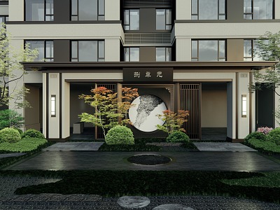 New Chinese Style Door Entrance Landscape model