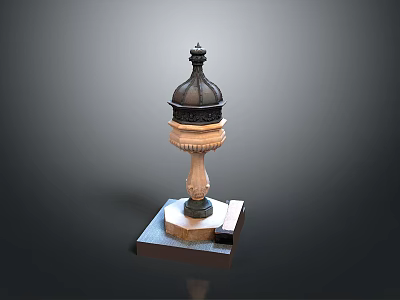 Classic European Style Lighting Combination with Marble Pedestal and Black Dome Top 3d model