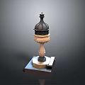 Classic European Style Lighting Combination with Marble Pedestal and Black Dome Top