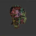 Intricate Mechanical Head Structure With Internal Electronic Components And Tech Gear