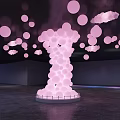 Pink Balloon Art Installation With Floating Cloud Shaped Decorations Photo Spot 3d model