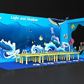 Light and Shadow Interactive Area With Ocean Elements Whales Fish Waves And Yellow Table 3d model