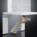 Modern Spiral Staircase Interior Design With Wooden Steps And White Doors Railing