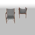 Two Modern Leisure Chairs With Wooden Frame And Soft Fabric Seat Design