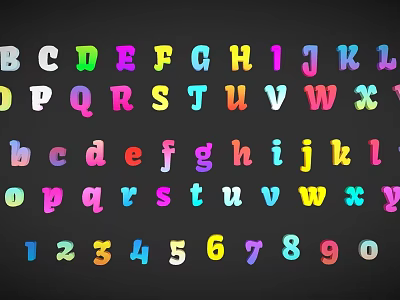 Vibrant Colorful Decorative Alphabet Letters Numbers Ornament Set for Home Decor 3d model