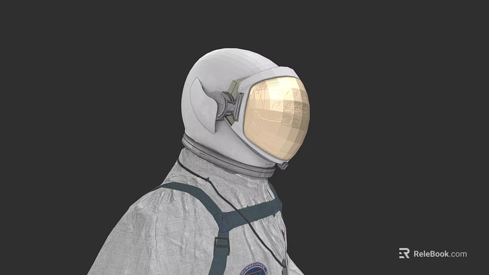 Realistic Game Movie Character Astronaut in White Spacesuit with Golden Visor 3d model 